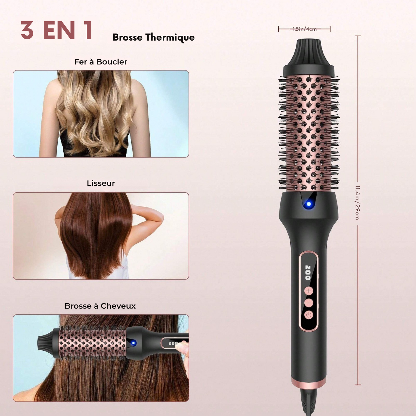 LunaraHair - Brosse Thermo‑Style Luxe