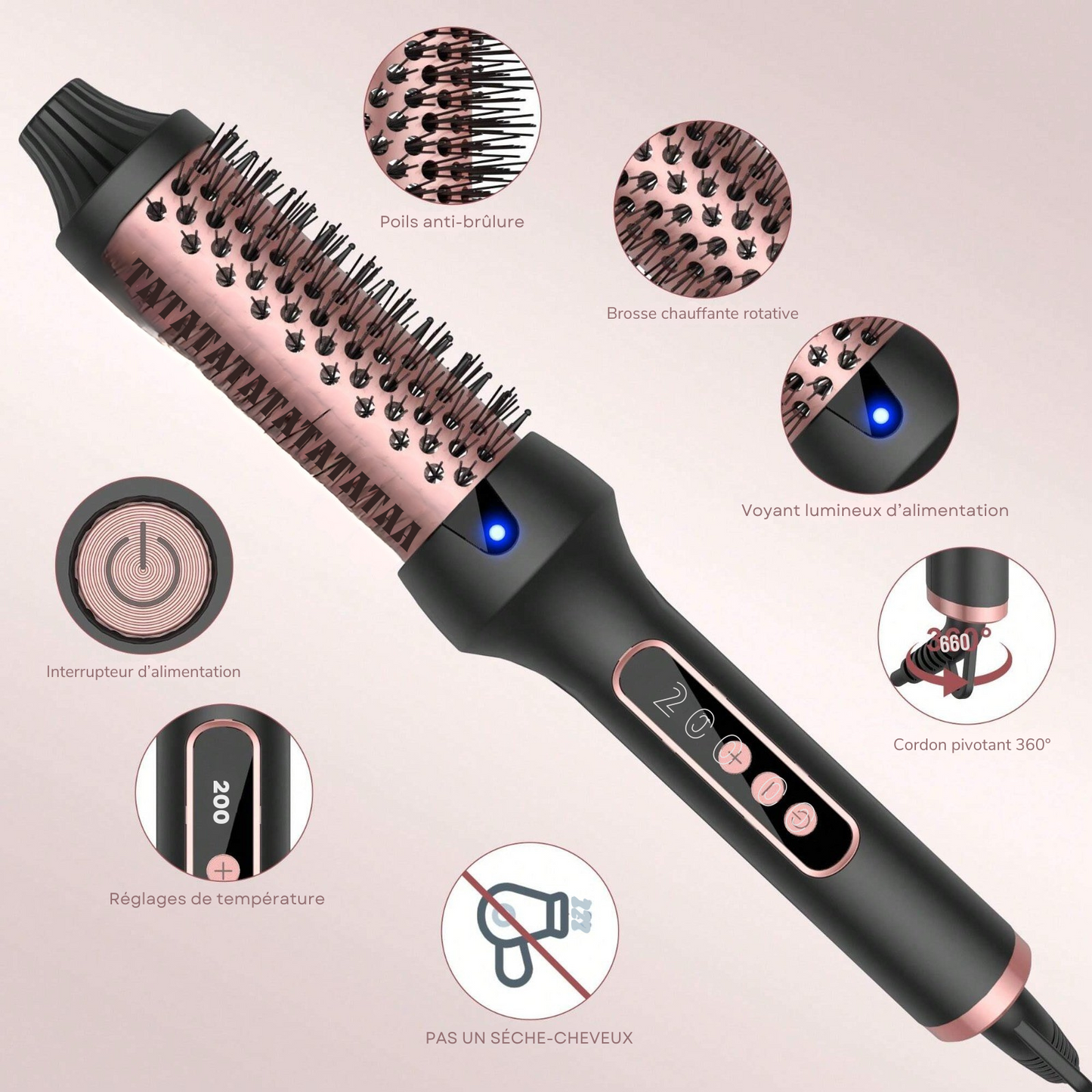 LunaraHair - Brosse Thermo‑Style Luxe